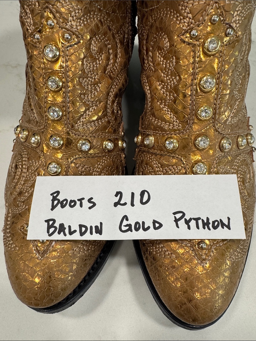 BALDAN embellished gold python luxury boots, 38, never worn - Picture 14 of 14